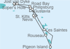 Itinerario del Crucero Islas Vírgenes - Reino Unido, Guadalupe, Saint Maarten - WindStar Cruises