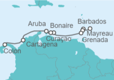 Itinerario del Crucero San Vicente e Islas Granadinas, Curaçao, Aruba, Colombia - WindStar Cruises