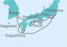 Itinerario del Crucero Explorador de Japón con Fuegos Artificiales de Kumano - Princess Cruises