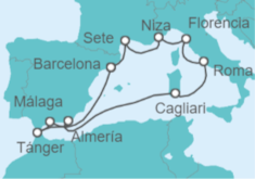 Itinerario del Crucero España, Italia, Francia - Holland America Line