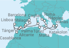 Itinerario del Crucero Desde Civitavecchia (Roma) a Barcelona - Holland America Line