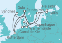 Itinerario del Crucero Fiordos y Capitales Bálticas - Holland America Line