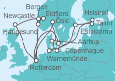 Itinerario del Crucero Noruega, Reino Unido, Holanda, Dinamarca, Alemania, Estonia, Finlandia, Suecia - Holland America Line