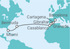 Itinerario del Crucero España, Gibraltar, Marruecos, Bermudas - Holland America Line