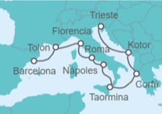 Itinerario del Crucero Montenegro, Grecia, Italia, Francia - Holland America Line