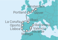 Itinerario del Crucero Holanda, España y Portugal - Holland America Line