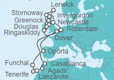 Itinerario del Crucero Islas Canarias e Islas Británicas - Holland America Line