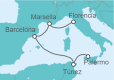 Itinerario del Crucero Francia, España, Túnez - MSC Cruceros