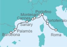 Itinerario del Crucero Desde Civitavecchia (Roma) a Barcelona - WindStar Cruises