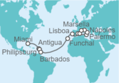 Itinerario del Crucero Desde Miami (EEUU) a Marsella (Francia) - MSC Cruceros