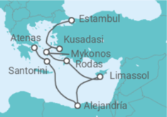 Itinerario del Crucero Santorini, Rodas y Miconos 2025 - NCL Norwegian Cruise Line