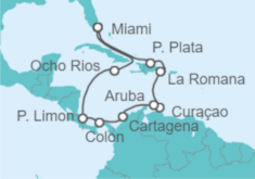 Itinerario del Crucero Curaçao, Aruba y Cartagena - NCL Norwegian Cruise Line