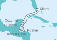 Itinerario del Crucero Harvest Caye, Cozumel y Roatán - NCL Norwegian Cruise Line