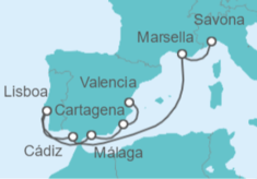 Itinerario del Crucero Francia, España, Portugal - Costa Cruceros