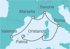 Itinerario del Crucero Francia, Italia - Costa Cruceros