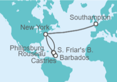 Itinerario del Crucero Transatlántico y Caribe - Cunard