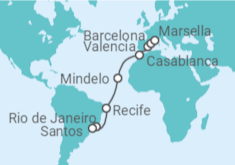Itinerario del Crucero Brasil, Cabo Verde, Marruecos, España - MSC Cruceros
