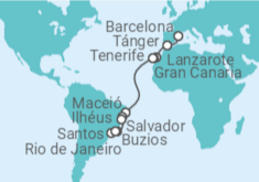 Itinerario del Crucero Desde Barcelona a Río de Janeiro (Brasil) - MSC Cruceros