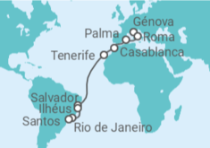 Itinerario del Crucero Italia, España, Marruecos, Brasil - MSC Cruceros