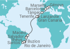 Itinerario del Crucero Desde Génova (Italia) a Río de Janeiro (Brasil) - MSC Cruceros