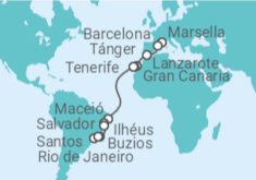 Itinerario del Crucero Desde Marsella (Francia) a Río de Janeiro (Brasil) - MSC Cruceros