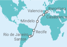 Itinerario del Crucero Brasil, Cabo Verde, Marruecos, España - MSC Cruceros