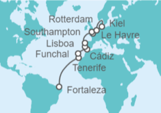 Itinerario del Crucero Desde Fortaleza (Brasil) a Kiel (Alemania) - Costa Cruceros