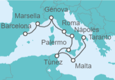 Itinerario del Crucero Todos los tonos del Mediterráneo - Costa Cruceros