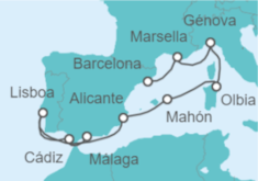 Itinerario del Crucero España, Portugal, Italia, Francia - MSC Cruceros