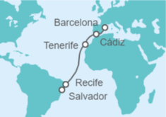 Itinerario del Crucero España, Brasil - Costa Cruceros