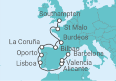 Itinerario del Crucero Epicúreo Francia e Iberia - Oceania Cruises