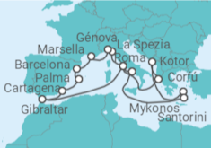 Itinerario del Crucero Grecia, Montenegro, Italia, Francia, España, Gibraltar - Princess Cruises