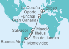 Itinerario del Crucero Desde Buenos Aires (Argentina) a Bilbao - MSC Cruceros