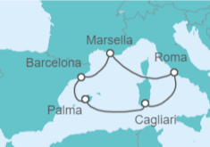 Itinerario del Crucero Tesoros del Mediterráneo con Cerdeña - AIDA