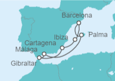 Itinerario del Crucero Tesoros del Mediterráneo con Gibraltar - AIDA