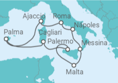 Itinerario del Crucero Italia y las islas del Mediterráneo - AIDA