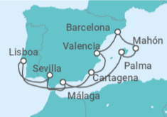 Itinerario del Crucero España y Portugal - AIDA