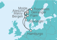 Itinerario del Crucero Fiordos Noruegos con Trondheim - AIDA