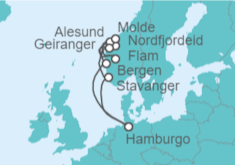 Itinerario del Crucero Fiordos Noruegos con Geiranger - AIDA