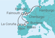 Itinerario del Crucero Reino Unido, España y Francia - AIDA
