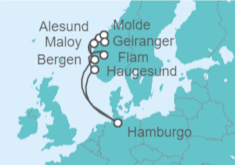 Itinerario del Crucero Fiordos Noruegos con Geiranger - AIDA