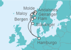 Itinerario del Crucero Fiordos Noruegos con Geiranger - AIDA