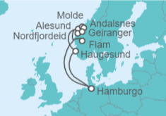 Itinerario del Crucero Fiordos Noruegos con Geiranger - AIDA