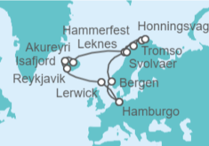 Itinerario del Crucero Noruega, Islandia y Reino Unido - AIDA