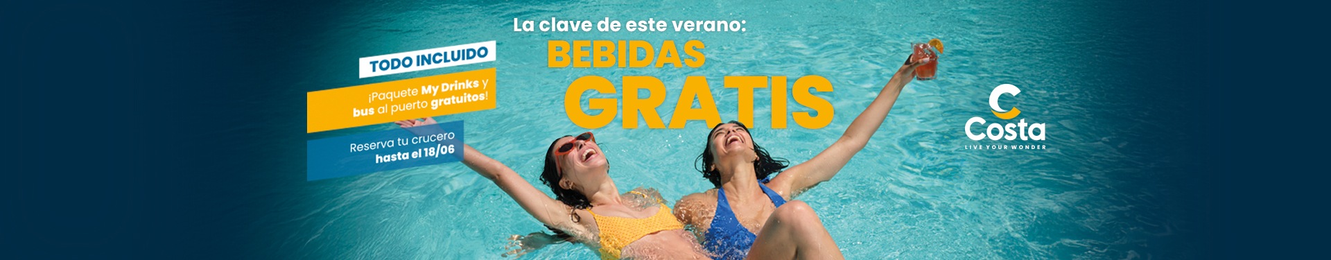 Costa Cruceros con bebidas gratis