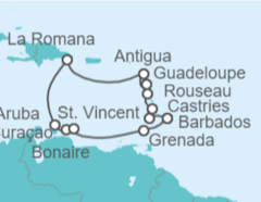 Itinerario del Crucero Caribe Sureste - AIDA