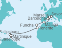 Itinerario del Crucero Desde Barcelona a Guadalupe - Costa Cruceros