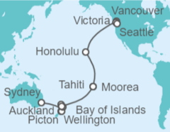 Itinerario del Crucero Desde Sydney (Australia) a Seattle (Washington) - Princess Cruises