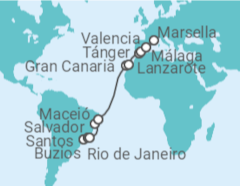 Itinerario del Crucero Desde Santos (Sao Paulo) a Marsella (Francia) - MSC Cruceros