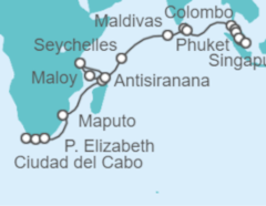 Itinerario del Crucero Desde Ciudad del Cabo (Sudáfrica) a Singapur - Oceania Cruises